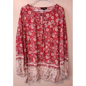 Suzanne Betro Red Floral Blouse